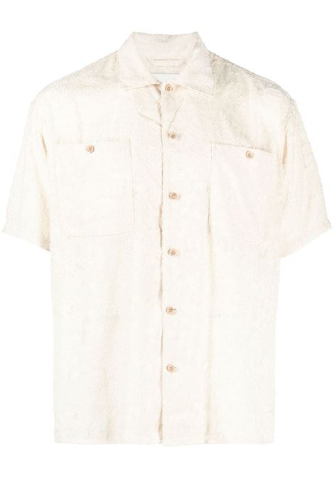 Camicia con motivo jacquard in bianco - uomo