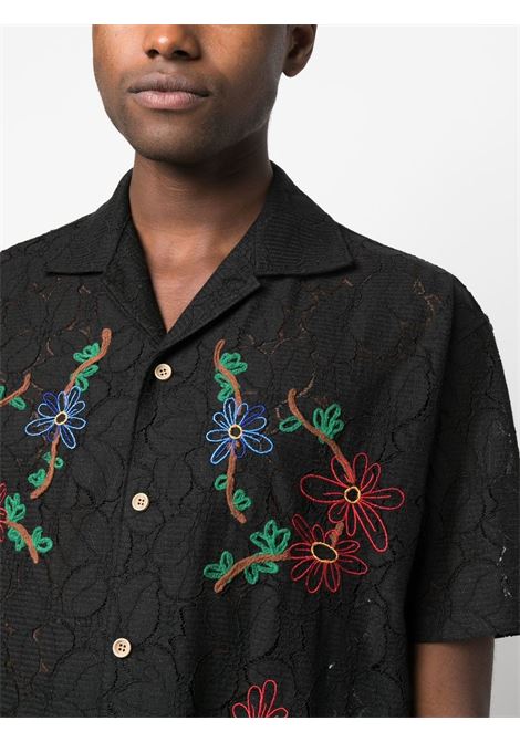 Camicia a fiori jacquard con ricamo in nero - uomo ANDERSSON BELL | ATB846MBLK