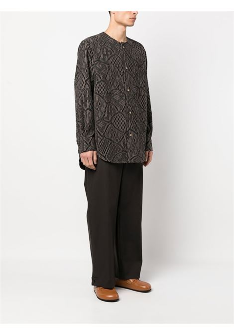 Brown round-neck jacquard shirt - men ANDERSSON BELL | ATB847MBRWN