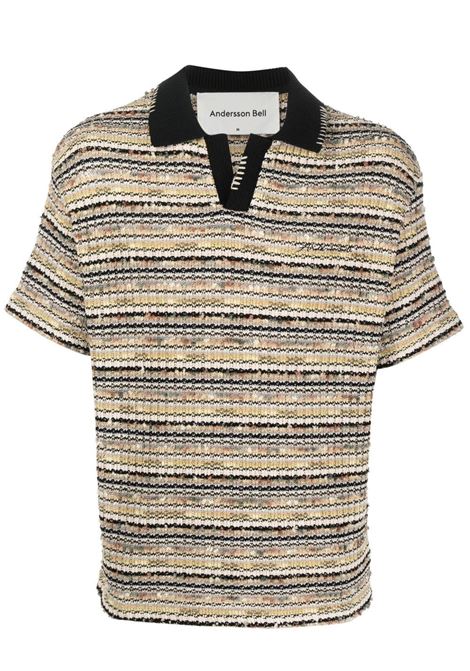 Beige knitted polo shirt - men  ANDERSSON BELL | ATB863MBG