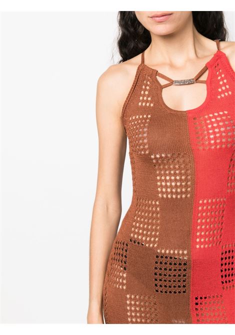 Red and brown two-tone open-knit dress - women ANDERSSON BELL | ATB935WRD