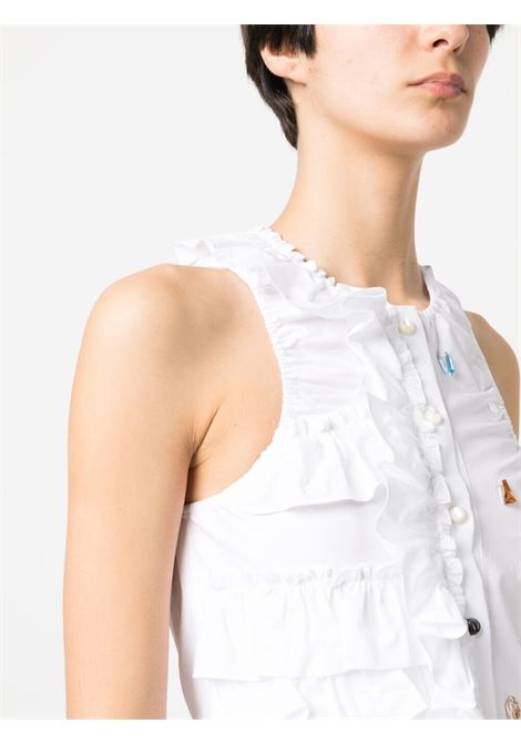 White ruffled-detailing asymmetric tank top - women ANDERSSON BELL | ATB937WWHT