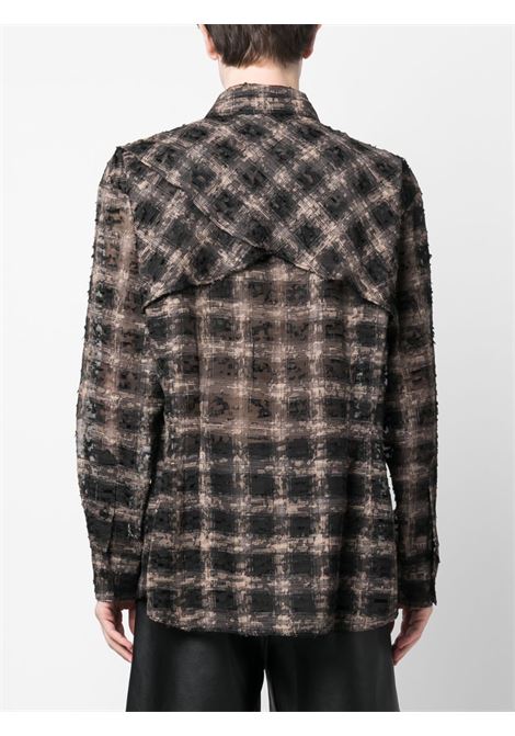 Black distressed-finish checked shirt - men ANDERSSON BELL | ATB950MBLK