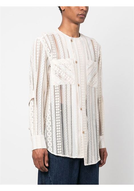 Ecru asymmetric lace tunic shirt - men ANDERSSON BELL | ATB955MECR