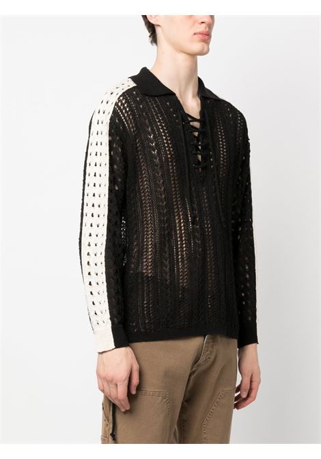 Black two-tone pointelle knit jumper - men ANDERSSON BELL | ATB959MBLK