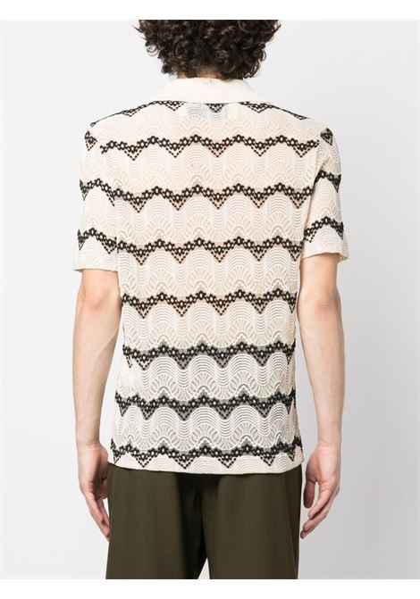 Beige geometric knitted polo shirt - men ANDERSSON BELL | ATB963MBG