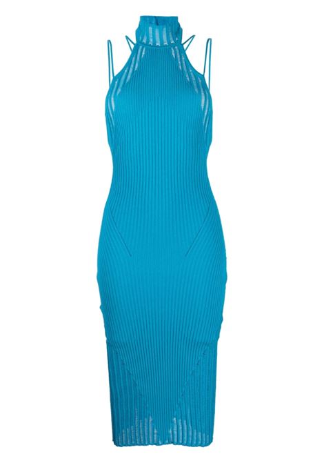 Blue halterneck knitted midi dress - women ANDREADAMO | ADPS23DR159474731267