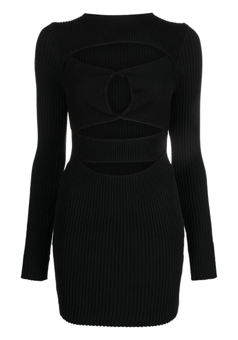 Black cut-out ribbed-knit dress - women ANDREADAMO | ADPS23DR18947473004