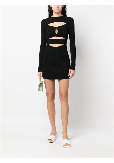 Black cut-out ribbed-knit dress - women ANDREADAMO | ADPS23DR18947473004
