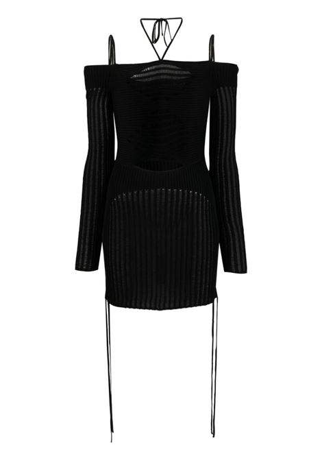 Black ribbed long-sleeve minidress - women ANDREADAMO | ADPS23DR20947473004