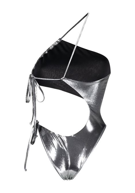 Silver asymmetric metallic swimsuit - women ANDREADAMO | ADPS23GA01953473004