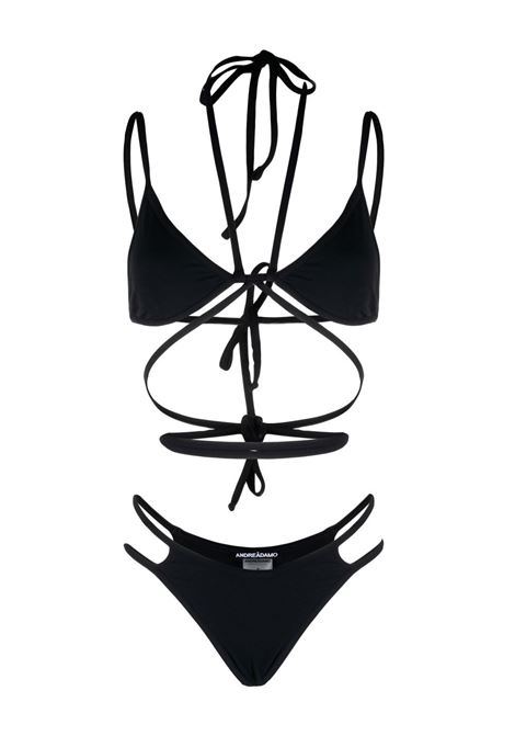 Black ribbed multi-tie bikini - women ANDREADAMO | ADPS23GA03955473004