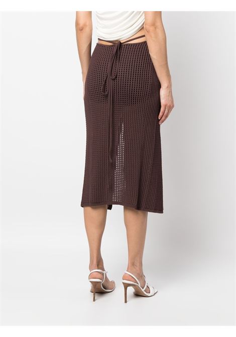 Brown slit-open crochet midi skirt - women ANDREADAMO | ADPS23SK06947268003