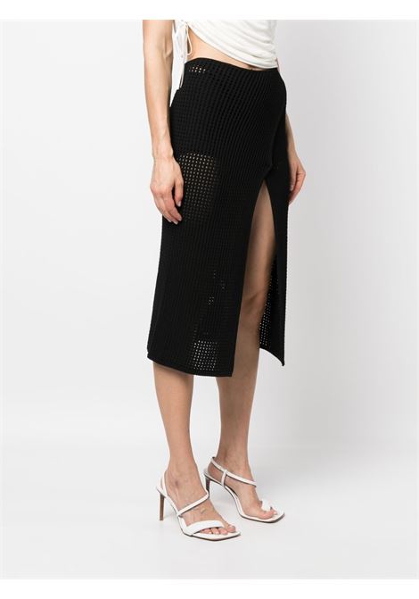 Black slit-open crochet midi skirt - women ANDREADAMO | ADPS23SK06947268004
