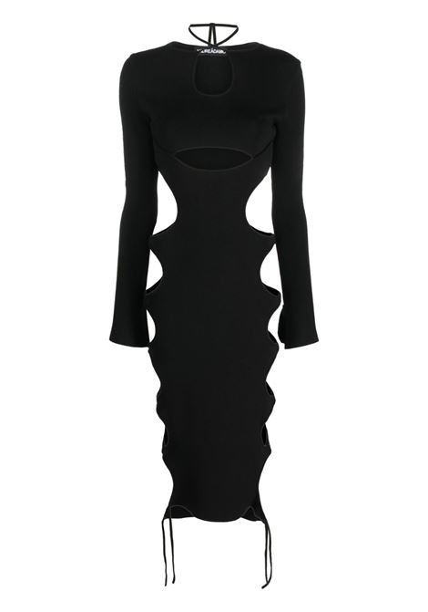Black cut-out long-sleeved midi dress - women ANDREADAMO | ADSS23DR20947268004