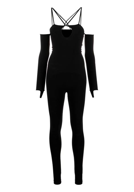 Black strap-detail jumpsuit - women ANDREADAMO | ADSS23JU03948268004
