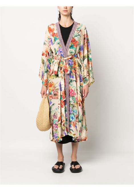 Multicolored tie-fastening kimono coat - women ANJUNA | JADEVISCOSTRGAVR