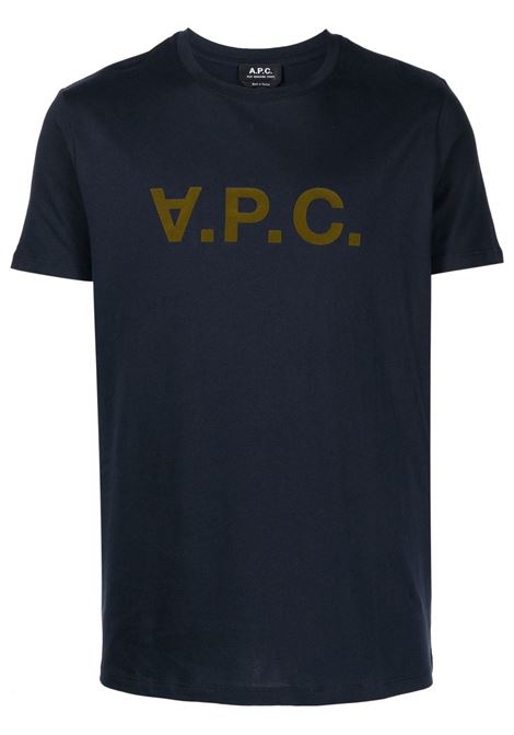 Blue logo-print T-shirt - men  A.P.C. | COBQXH26217TIS