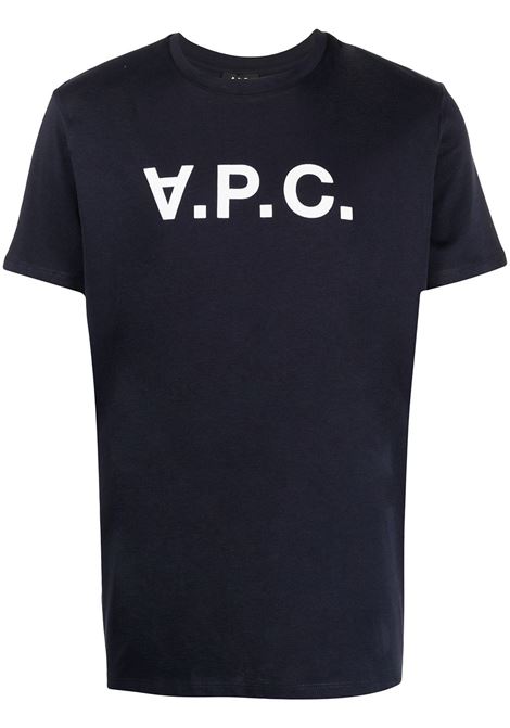 Blue logo-print T-shirt - men A.P.C. | COBQXH26943IAK