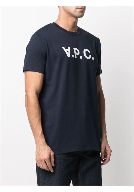 Blue logo-print T-shirt - men A.P.C. | COBQXH26943IAK