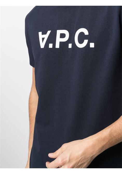 T-shirt con stampa in blu - uomo A.P.C. | COBQXH26943IAK