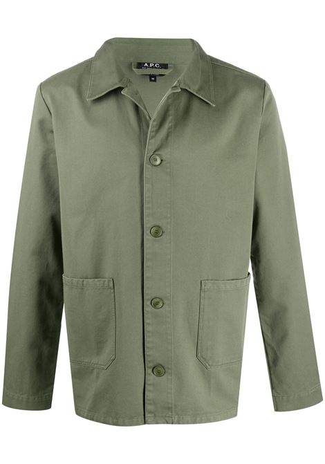 Green pointed collar shirt jacket - men A.P.C. | CODDDH03053KAF