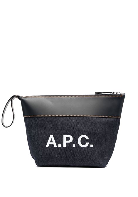 Indigo Axel logo-print clutch bag - unisex A.P.C. | CODDPM63526IAK