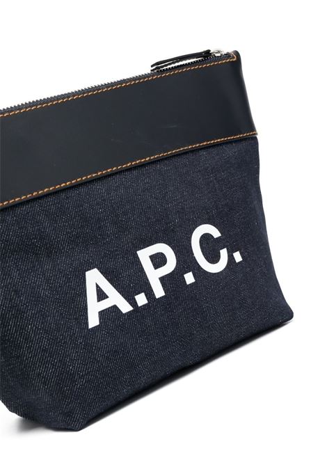 Indigo Axel logo-print clutch bag - unisex A.P.C. | CODDPM63526IAK
