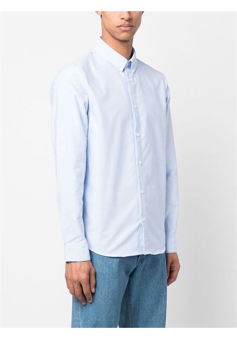 Light blue logo-print shirt - men  A.P.C. | COECKH12499IAB