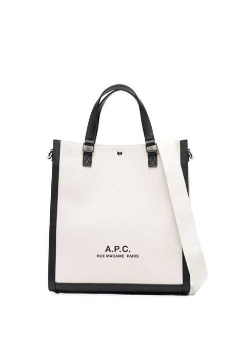 Beige and black logo-print tote bag - women  A.P.C. | COEYOM61772BAA