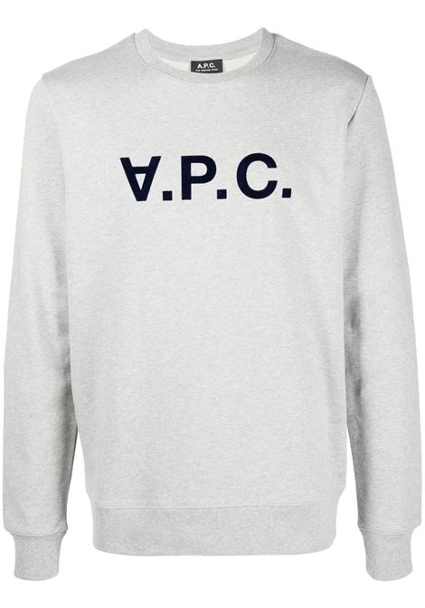 Grey logo-print sweatshirt - men A.P.C. | COFAXH27378PLA