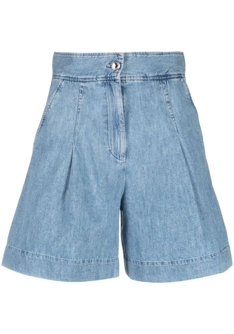 Light blue pleat-detail denim shorts - women A.P.C. | COGDGF10150IAL