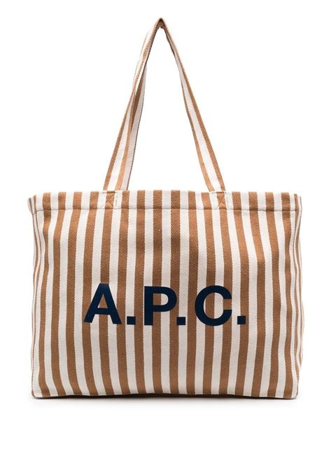 Brown and white Diane logo-print striped bag - unisex A.P.C. | COGFFM61443CAF