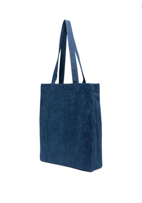 Blue logo-print denim shoulder bag - unisex A.P.C. | COGUKM61776IAL