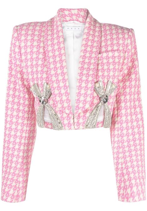 Pink Deco bow slit cropped blazer - women AREA | 2301J25A172C013