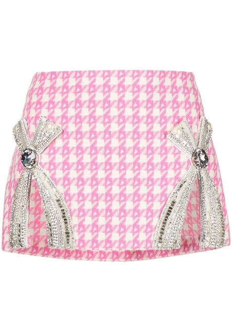 Pink crystal-embellished bow detail miniskirt - women AREA | 2301S13172C013