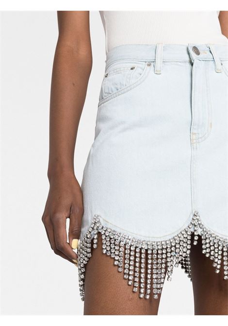 Light blue crystal-embellished scallop-trim skirt - women  AREA | 2301S25176PLBL