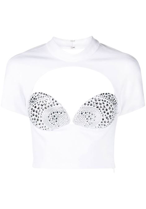 White Mussel Cup crystal-embellished top - women AREA | 2301T17184C017
