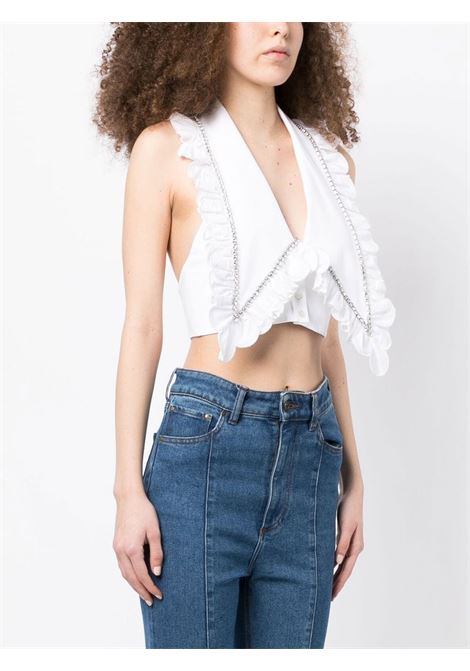 White crystal-embellished cropped top - women  AREA | 2301T27177C017