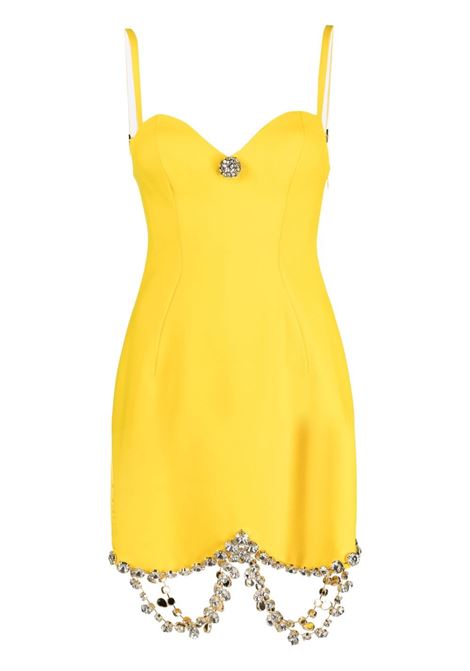 Yellow draped crystal-embellished minidress - women AREA | 2302D80171YLLW