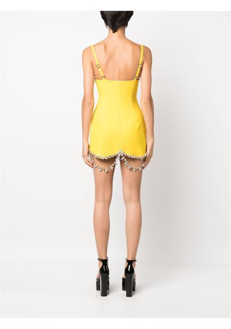Yellow draped crystal-embellished minidress - women AREA | 2302D80171YLLW