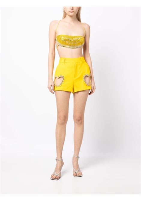 Shorts a vita alta con cristalli in giallo - donna AREA | 2302P58171YLLW