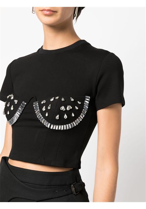 T-shirt con cristalli in nero - donna AREA | 2302T76184C001