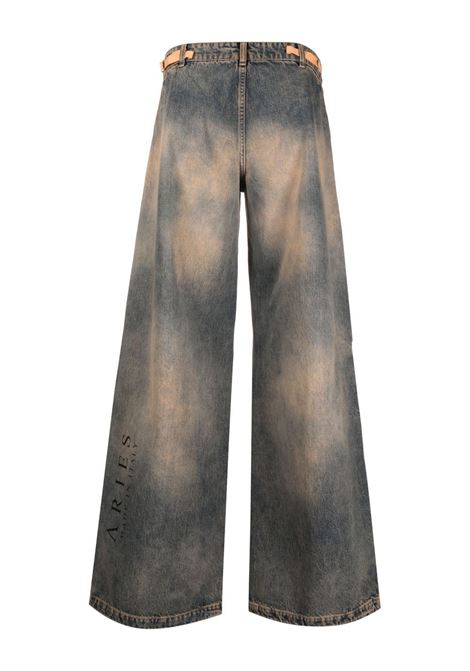 Blue and brown Acid Wash wide-leg jeans - men  ARIES | STAR30880PCH