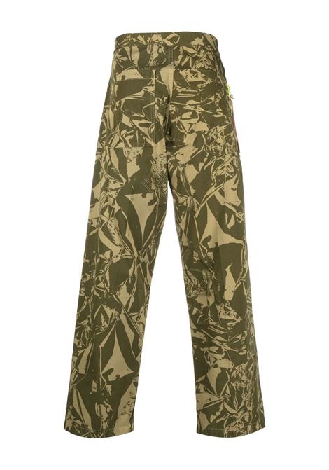 Green Crinkle Camo Walking trousers - men  ARIES | STAR31110ARGN