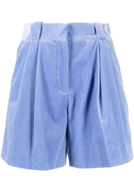 Blue crushed-velvet pleated shorts - women BLAZÉ MILANO | FPA01JUY2208