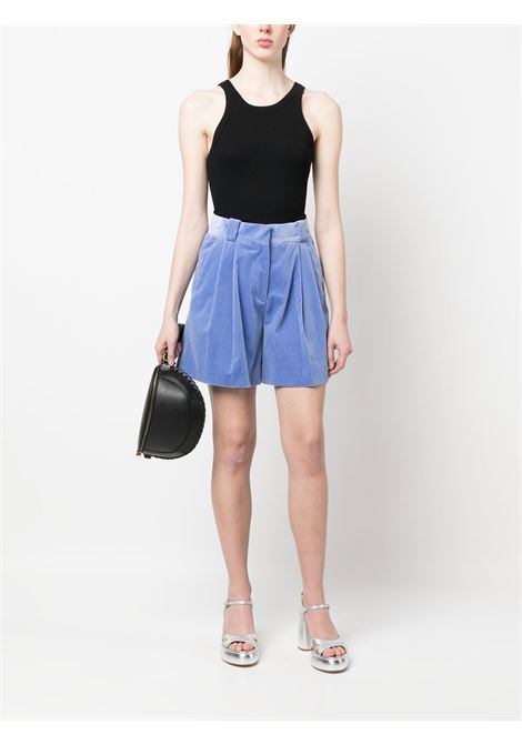 Blue crushed-velvet pleated shorts - women BLAZÉ MILANO | FPA01JUY2208