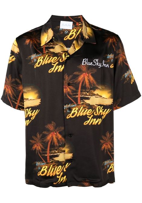 Black and multicolour graphic-print short-sleeve shirt - men BLUE SKY INN | BS2203SH015AOPRINTWEL