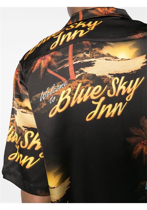 Camicia a maniche corte con stampa grafica in nero e multicolore - uomo BLUE SKY INN | BS2203SH015AOPRINTWEL