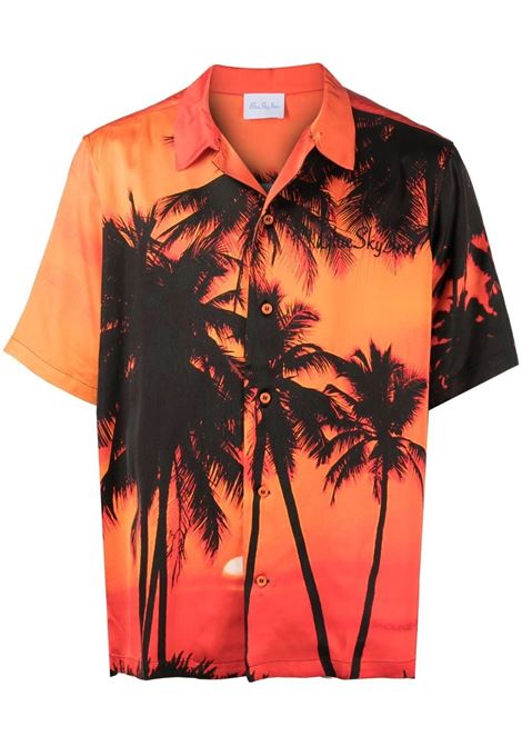 Orange and black palm-tree print short-sleeve shirt - men BLUE SKY INN | BS2203SH016AOPRINTEL